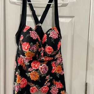 Floral Black tankini Top